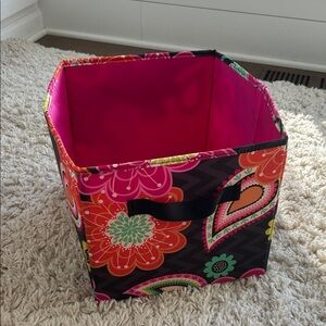 Vera Bradley Floral Storage Bin - Pink and Black